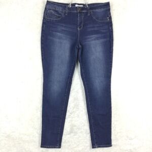 Royalty For Me Womens Jeans Skinny Blue Denim Mid Rise Whiskering Medium Wash 16